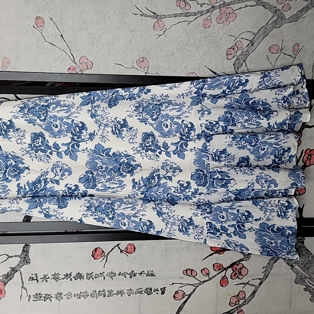 Reformation Nikita Olympia Blue White Floral Print Dress Size 10 - Picture 5 of 12